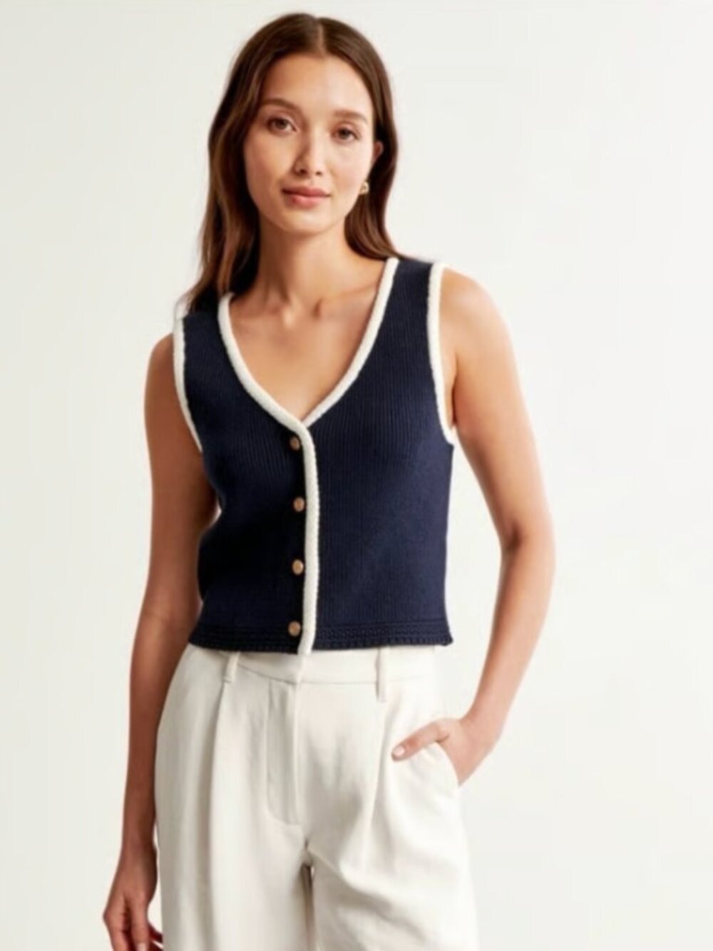 Abercrombie & Fitch Mara Button-Up Sweater Vest
